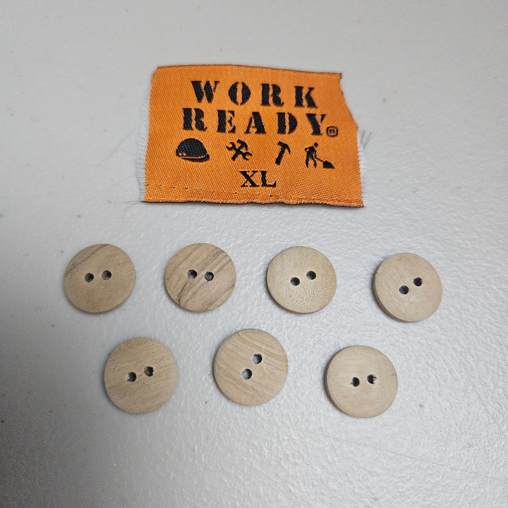 Work Ready Set of 7 Wooden Replacement Buttons For Shirt Craft‎ Sewing Apparel
